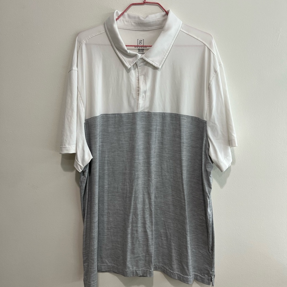NWOT George Two-Tone White and Gray Polo Shirt